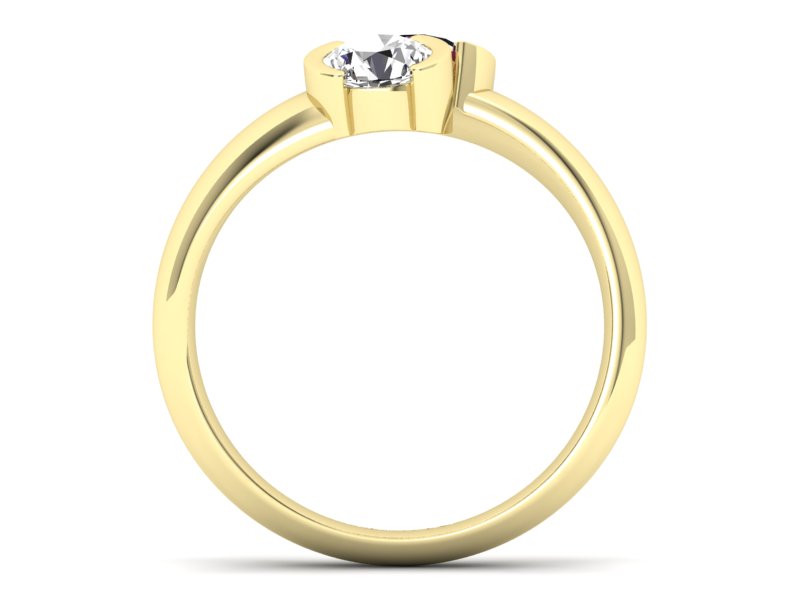 Złoty pierścionek brylant z rubinem żółte złoto - p16266zr - 2