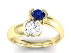 Złoty pierścionek brylant z szafirem żółte złoto - p16266zsz