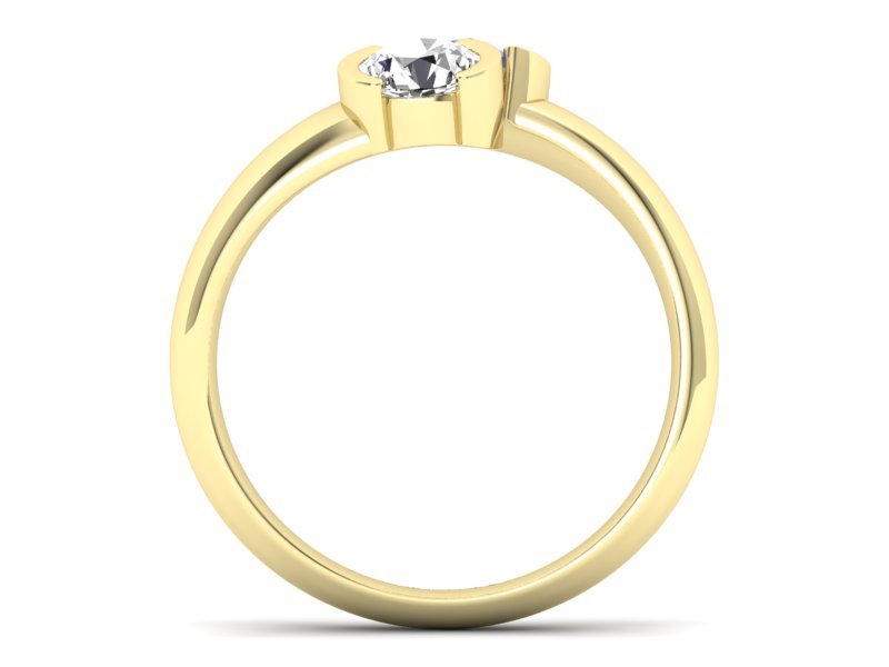 Pierścionek brylant z tanzanitem żółte złoto - p16266zt - 2