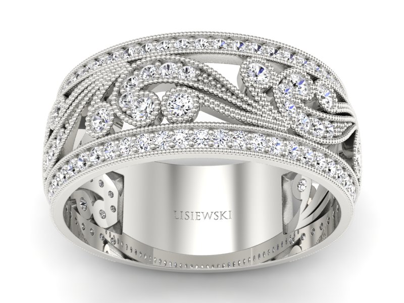 Pierścionek obrączka z brylantami białe złoto - p16269b - 1