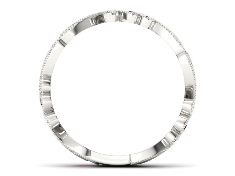 Obrączka białe złoto z rubinami z brylantami - p16271br - 2