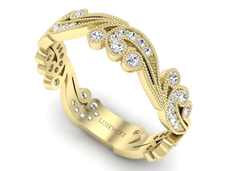 Obrączka ślubna z brylantami żółte złoto - p16271z - 3