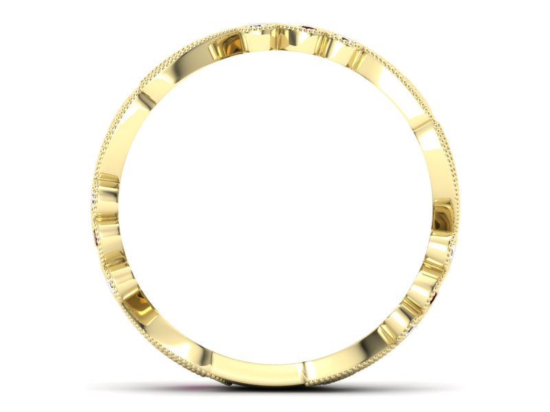 Obrączka z rubinami żółte złoto z brylantami - p16271zr - 2