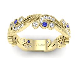 Obrączka z szafirami i brylantami żółte złoto - p16271zszc