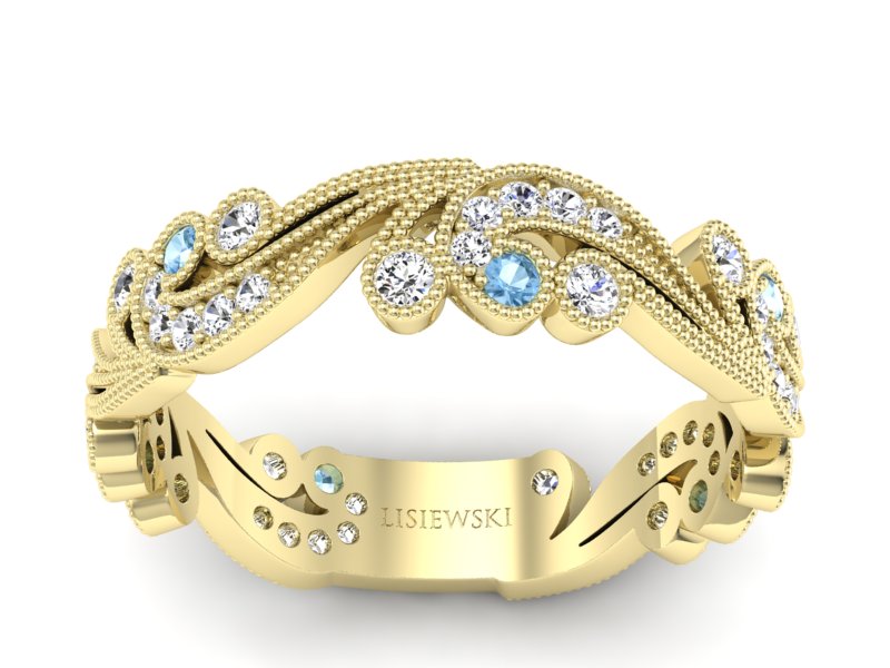 Obrączka z topazami i brylantami żółte złoto - p16271ztp - 1