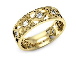 Obrączka z brylantami żółte złoto próba 585 - p16273z