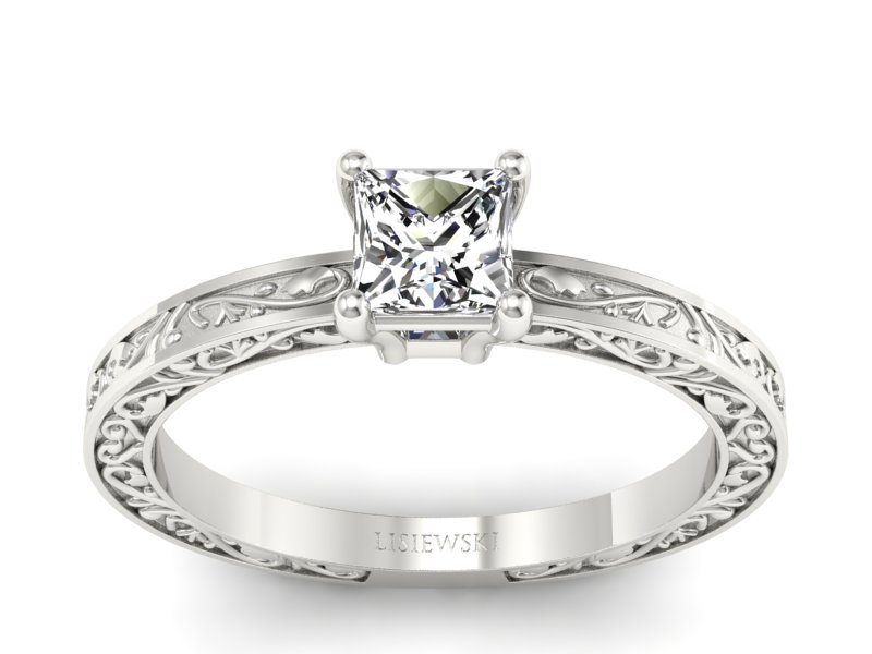 Złoty pierścionek z diamentem białe złoto - p16275b - 1