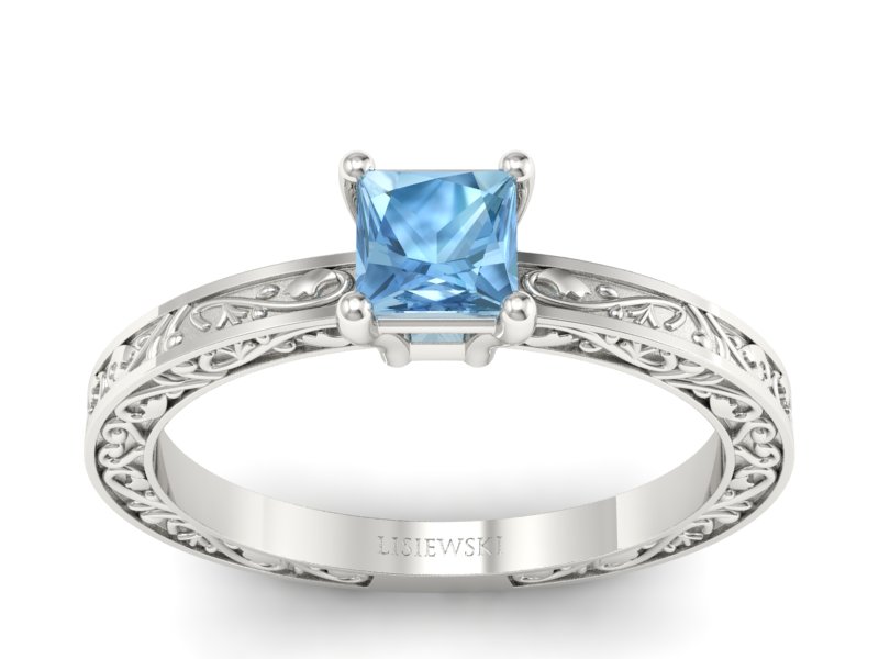 Złoty pierścionek z topazem białe złoto - p16275ba - 1