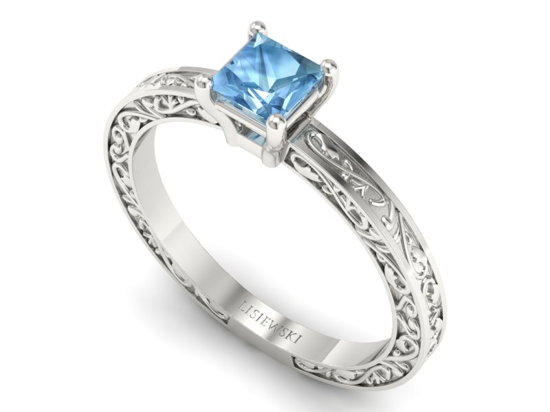 Złoty pierścionek z topazem białe złoto - p16275ba - 3