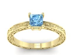 Złoty Pierścionek z topazem żółte złoto próby 585 - p16275za