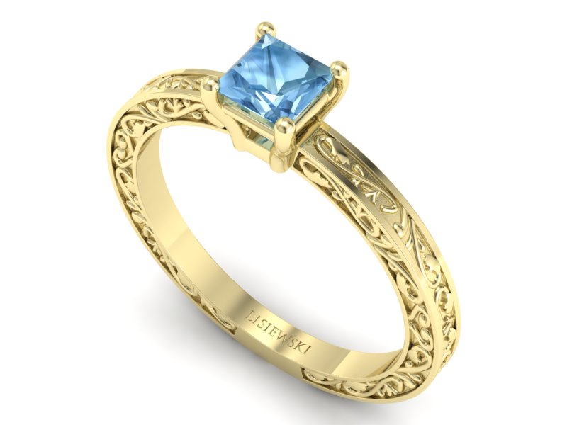 Złoty Pierścionek z topazem żółte złoto próby 585 - p16275za