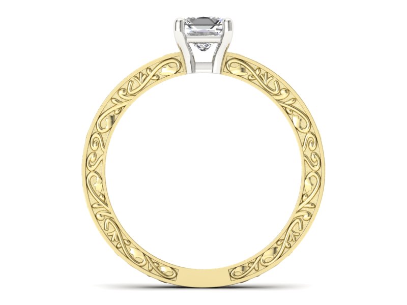 Pierścionek z diamentem żółte białe złoto - p16275zb - 2