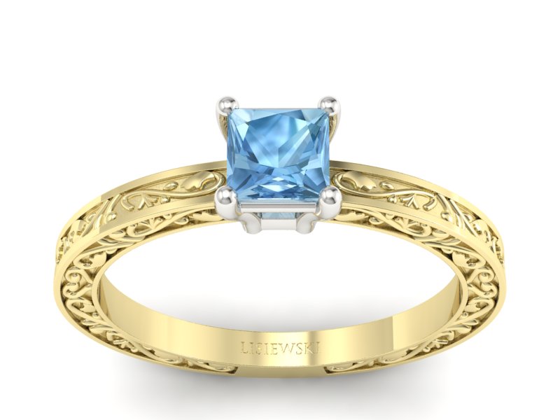 Pierścionek z topazem żółte białe złoto - p16275zba - 1