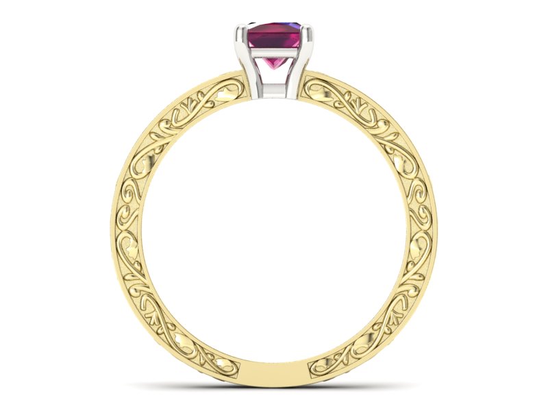 Pierścionek z rubinem żółte białe złoto - p16275zbr