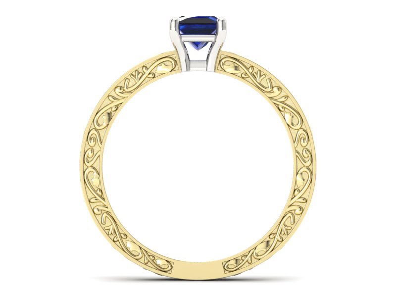 Pierścionek z szafirem żółte białe złoto - p16275zbsz - 2