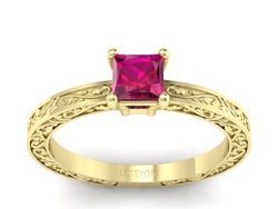 Złoty Pierścionek z rubinem żółte złoto próby 585 - p16275zr