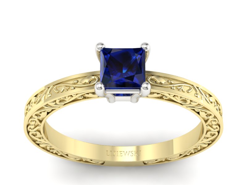 Złoty pierścionek z szafirem żółte złoto - p16275zsz - 1