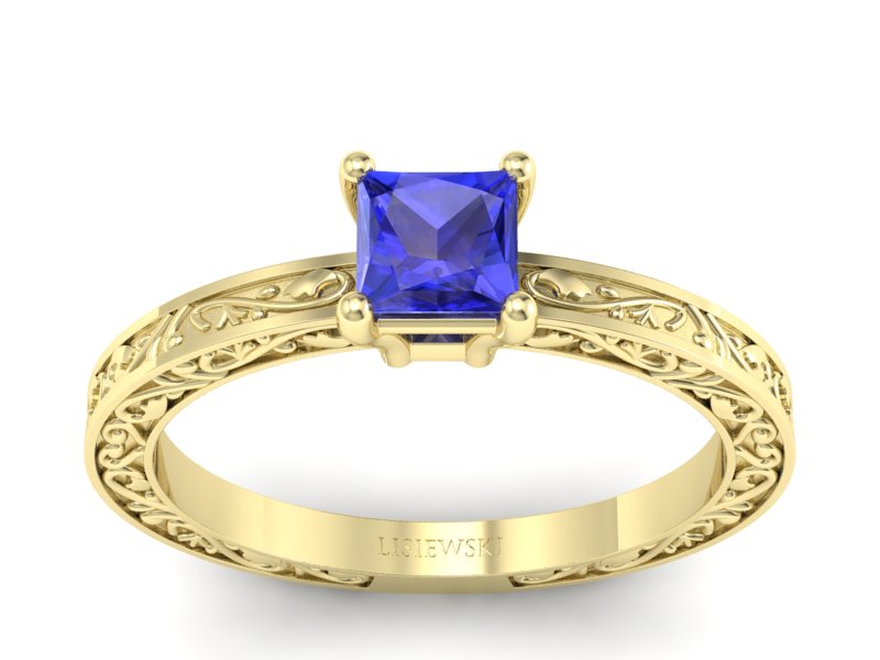 Złoty pierścionek z szafirem żółte złoto - p16275zszc - 1