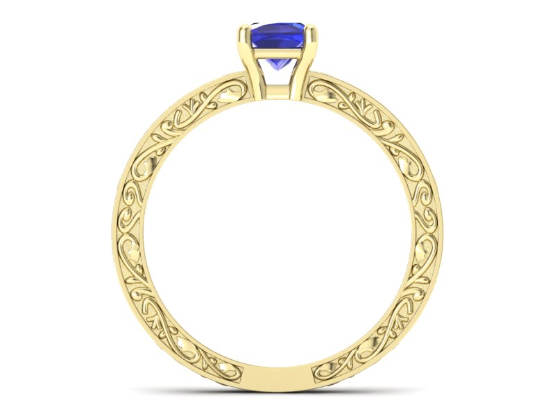 Złoty Pierścionek z szafirem żółte złoto szafir - p16275zszc