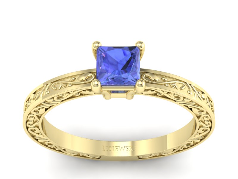 Złoty pierścionek z tanzanitem żółte złoto - p16275zt - 1