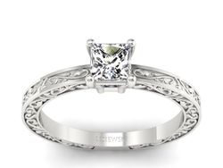 Złoty Pierścionek z diamentem białe złoto 14k - p16276b