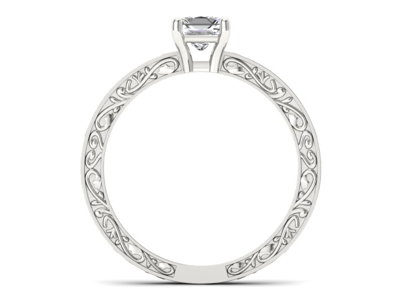 Złoty Pierścionek z diamentem białe złoto 14k - p16276b