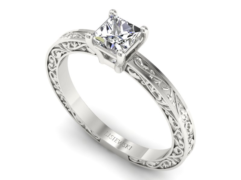 Złoty pierścionek z diamentem białe złoto - p16276b - 3