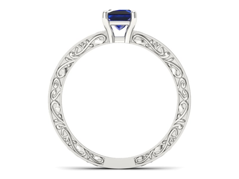 Złoty pierścionek z szafirem białe złoto - p16276bsz - 2