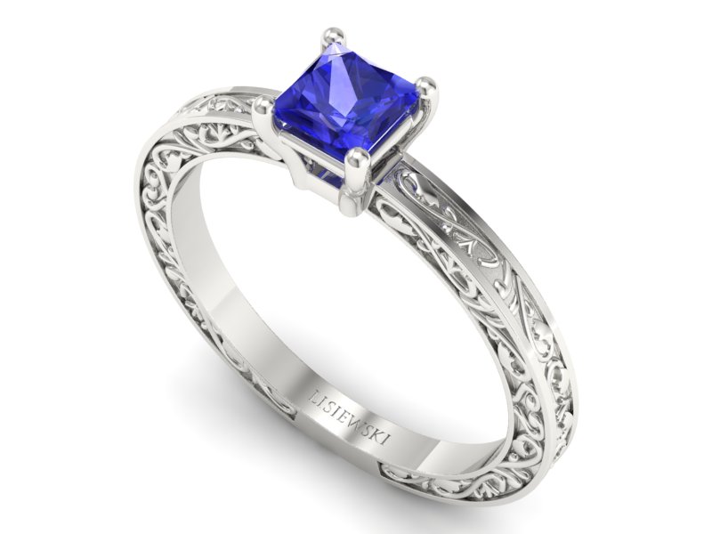 Złoty pierścionek z szafirem białe złoto - p16276bszc - 3