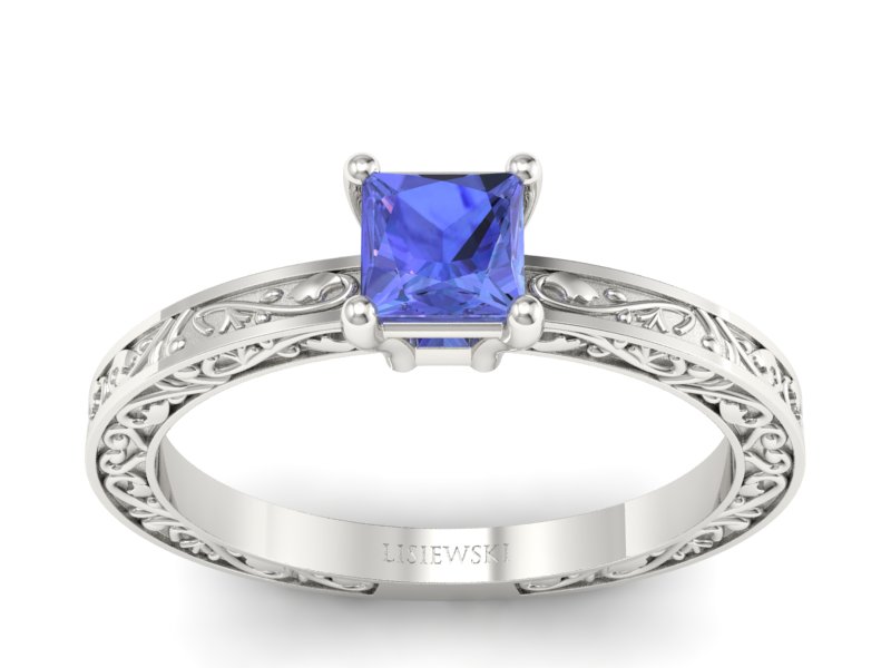 Złoty pierścionek z tanzanitem białe złoto - p16276bt - 1