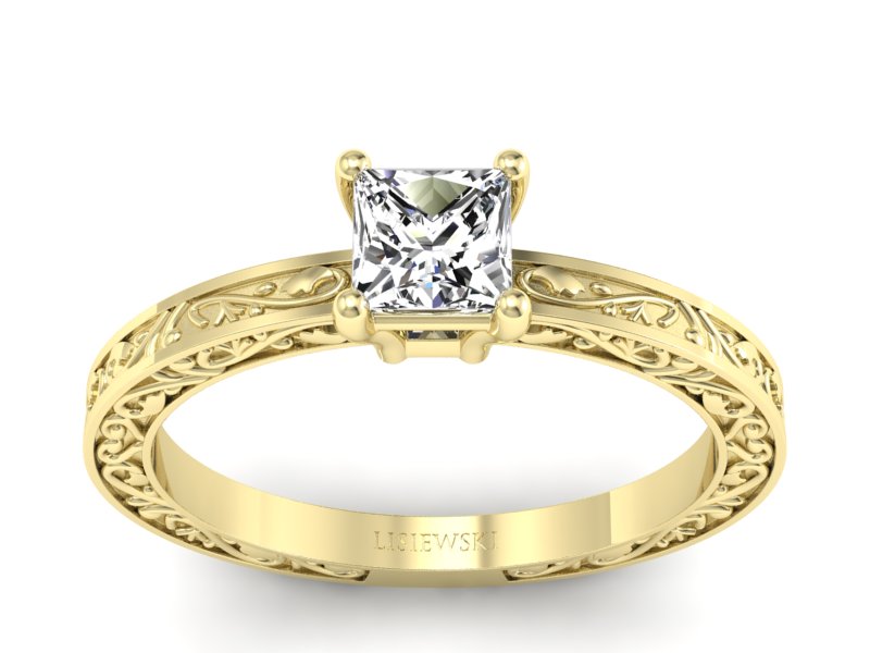 Złoty pierścionek z diamentem żółte złoto - p16276z - 1