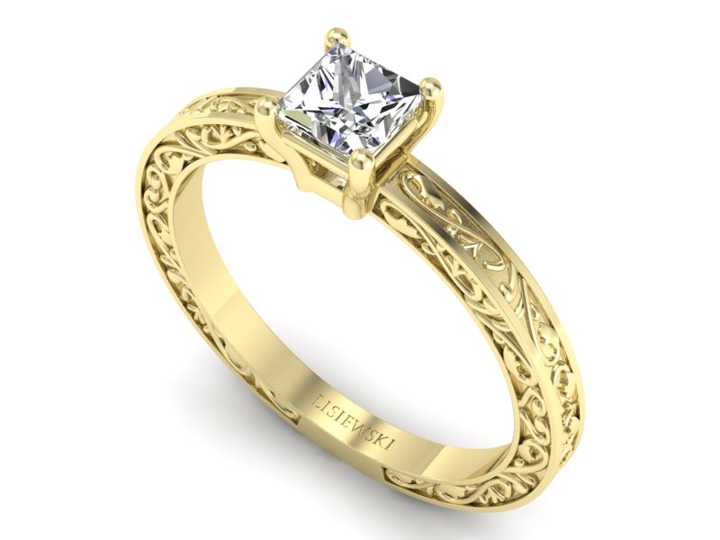 Złoty pierścionek z diamentem żółte złoto - p16276z - 3