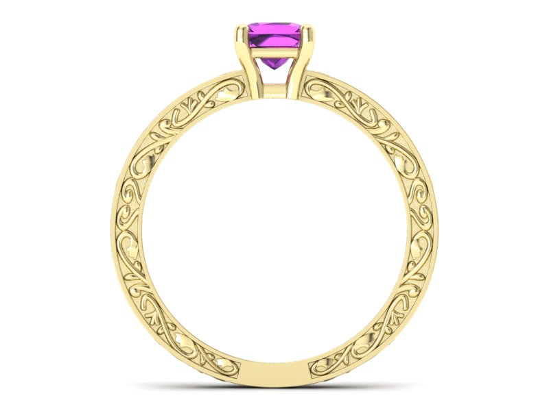 Złoty pierścionek z ametystem żółte złoto - p16276zat - 2