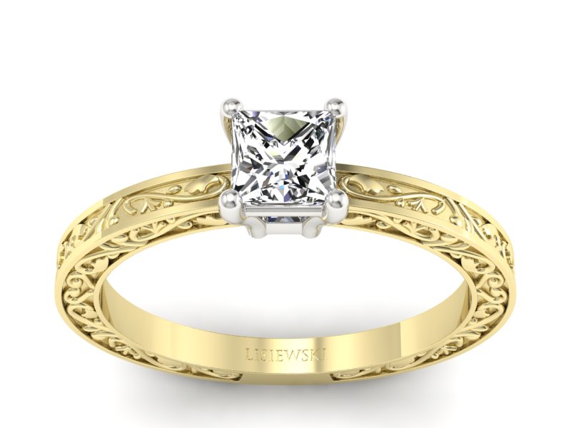 Pierścionek z diamentem żółte białe złoto - p16276zb - 1