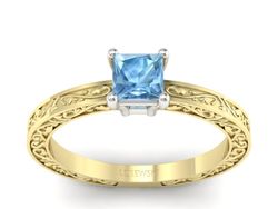 Pierścionek z topazem żółte białe złoto - p16276zba