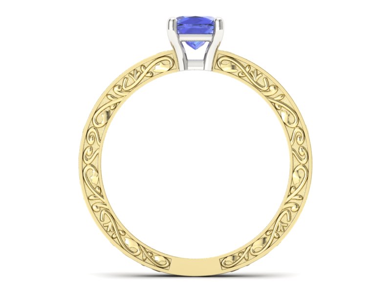 Pierścionek z tanzanitem żółte białe złoto 585 - p16276zbt