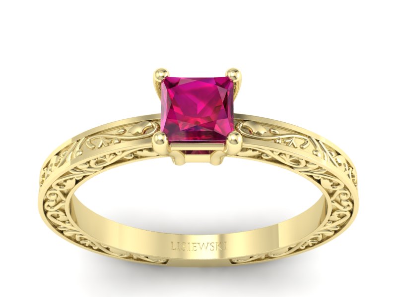 Złoty pierścionek z rubinem żółte złoto - p16276zr - 1