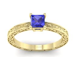 Złoty Pierścionek z szafirem żółte złoto szafir - p16276zszc