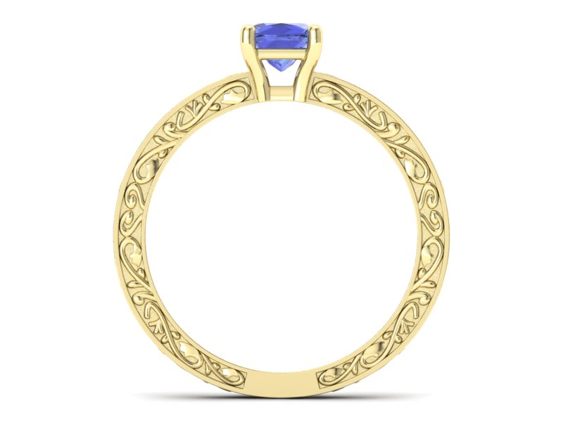 Złoty Pierścionek z tanzanitem żółte złoto 585 - p16276zt