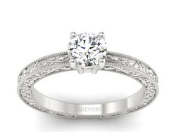 Złoty Pierścionek z brylantem białe złoto 585 - p16277b