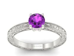 Pierścionek z ametystem w białym złocie harmonia stylu - p16277bat