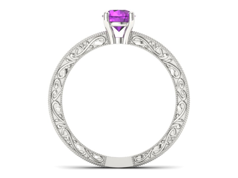 Złoty pierścionek z ametystem białe złoto - p16277bat - 2