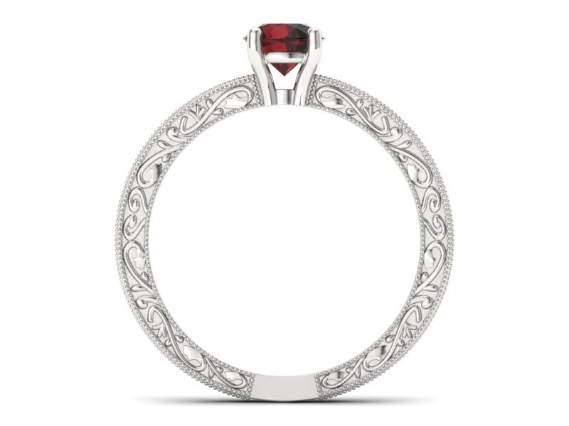 Pierścionek z granatem w białym złocie pełen blasku - p16277bgr