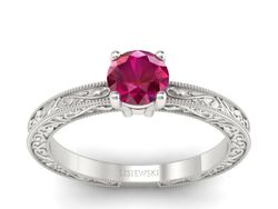 Pierścionek z rubinem w białym złocie 585 pełen klasy - p16277br