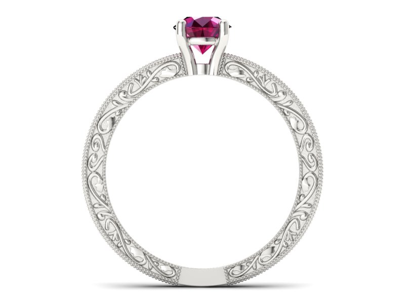 Pierścionek z rubinem w białym złocie 585 pełen klasy - p16277br