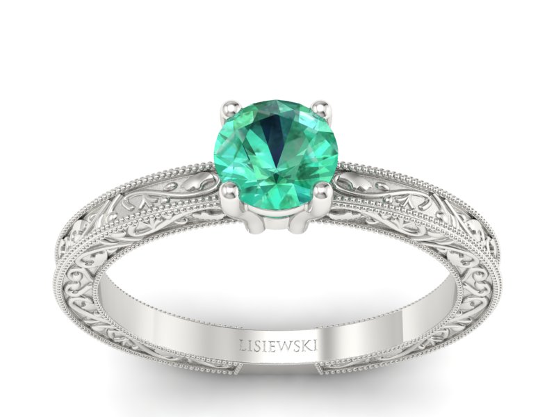 Czarujący złoty pierścionek ze szmaragdem - p16277bsm - 1