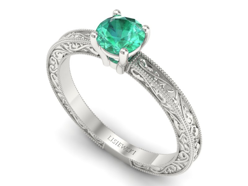 Czarujący złoty pierścionek ze szmaragdem - p16277bsm - 3