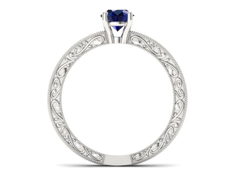 Pierścionek z szafirem w białym złocie pełen blasku - p16277bsz