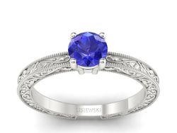 Elegancki pierścionek z szafirem białe złoto 585 - p16277bszc