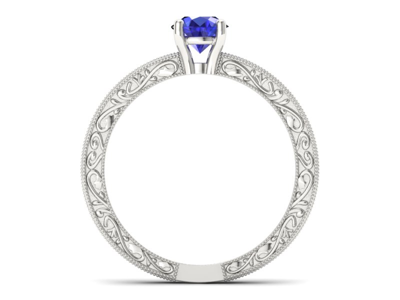 Elegancki pierścionek z szafirem białe złoto 585 - p16277bszc